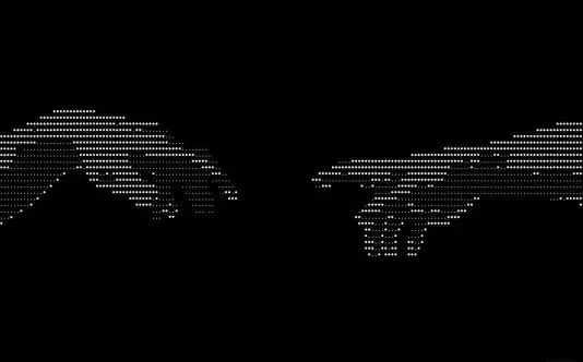 Две руки тянутся друг к другу — рисунок из точек